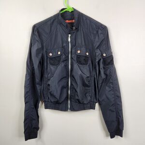 Dollhouse Vintage Womens Long Sleeve Full Zip Utility Bomber Jacket Small